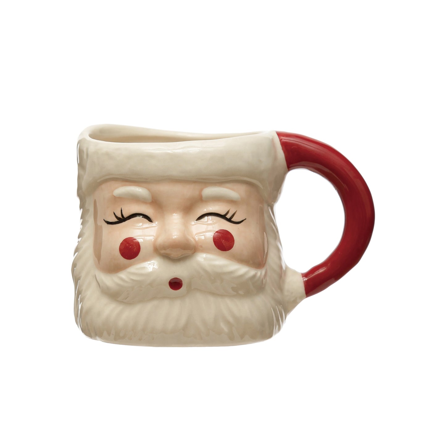 Hand Painted Stoneware Santa Mug