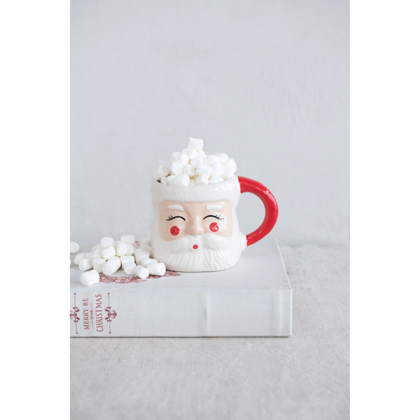 Hand Painted Stoneware Santa Mug