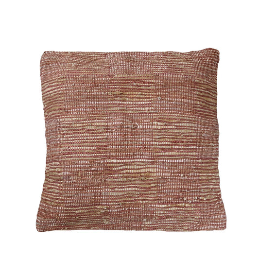 Square Jute & Leather Floor Pillow