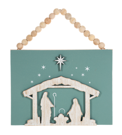 Layered Nativity with Beaded Hanger