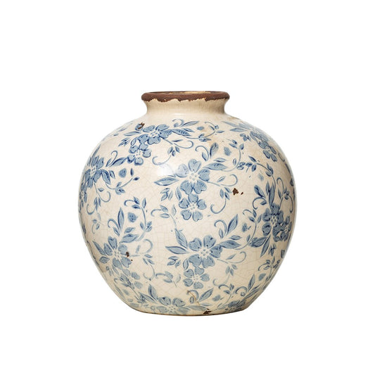 Blue & White Terracotta Vase