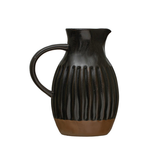 Matte Black Stoneware Pitcher