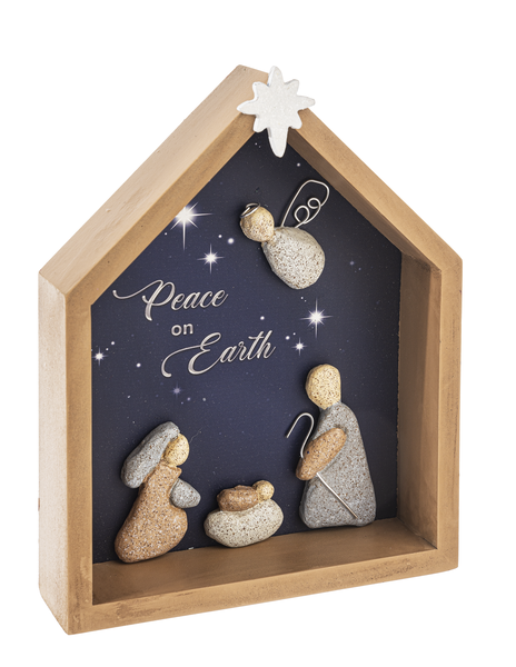 Pebble Nativity Shadow Box