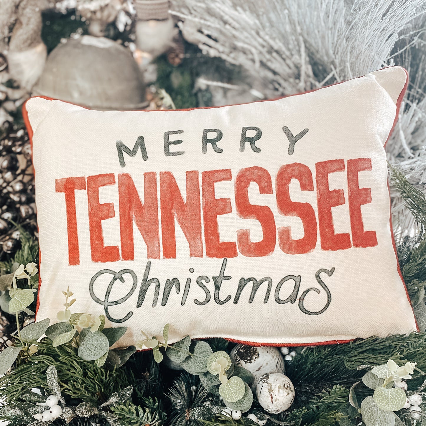 Merry Tennessee Christmas Pillow