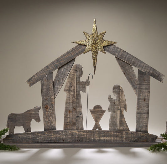 Wood Nativity Silhouette