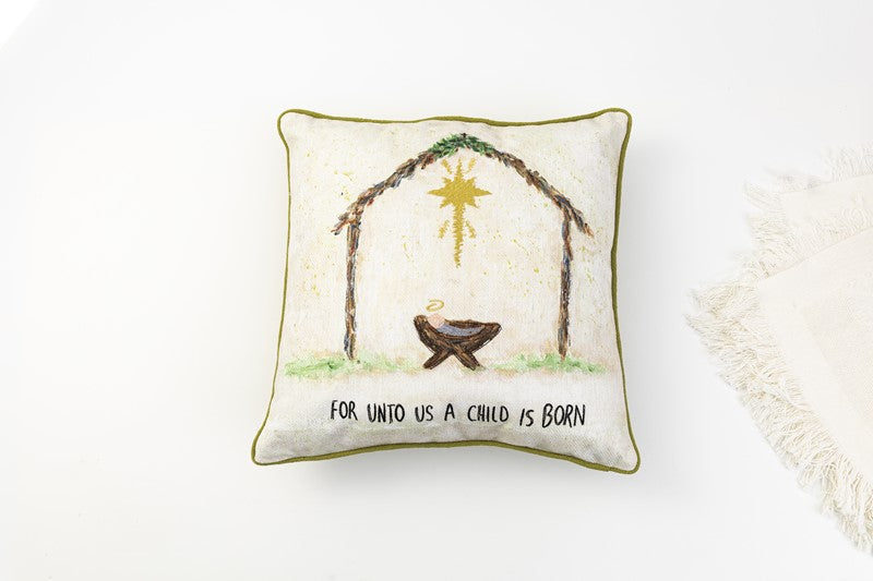 A Child is Born Nativity Pillow