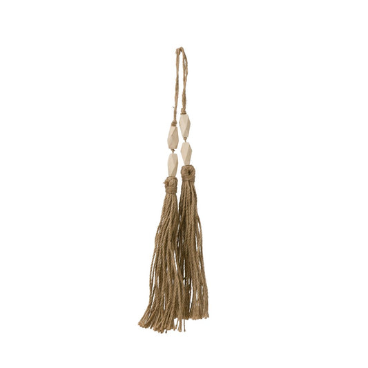 Wood Bead Swag w/Jute Tassels