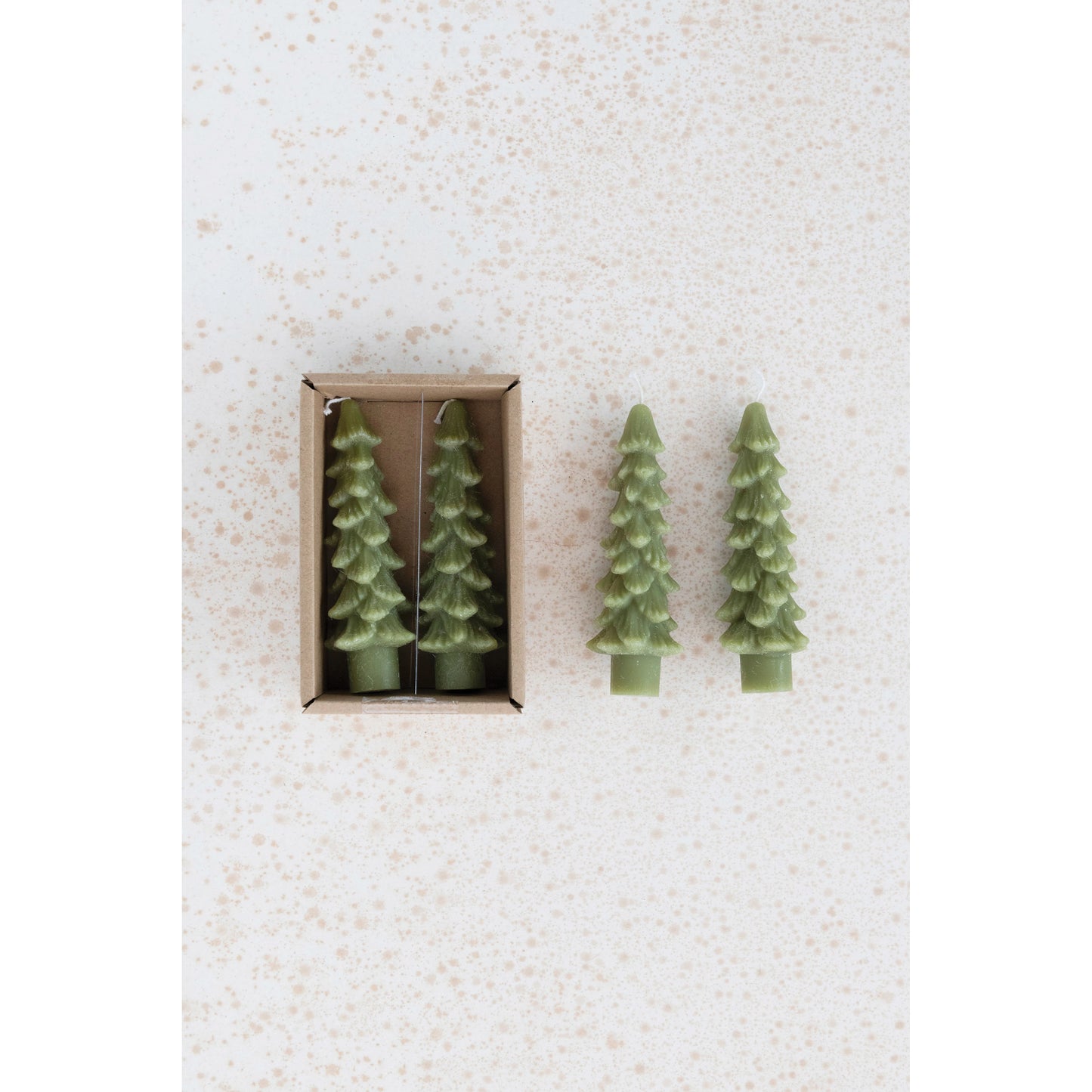 Green Unscented Tree Taper Candle