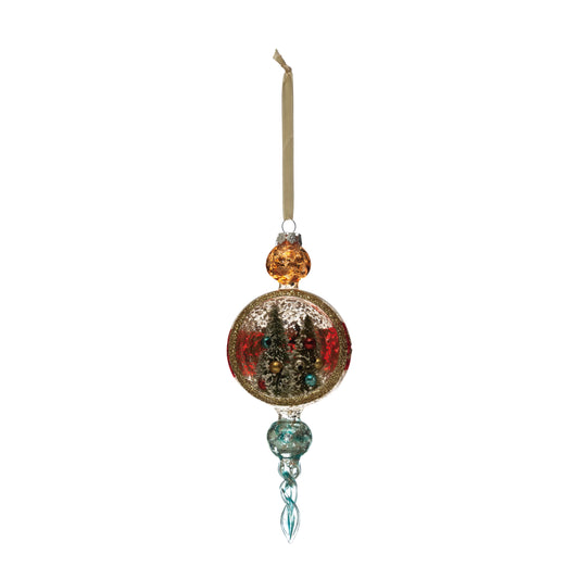 Hand-Painted Glass Diorama Finial Ornament