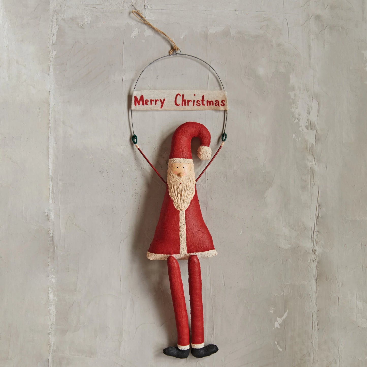 Hanging Hand-Painted Canvas Santa