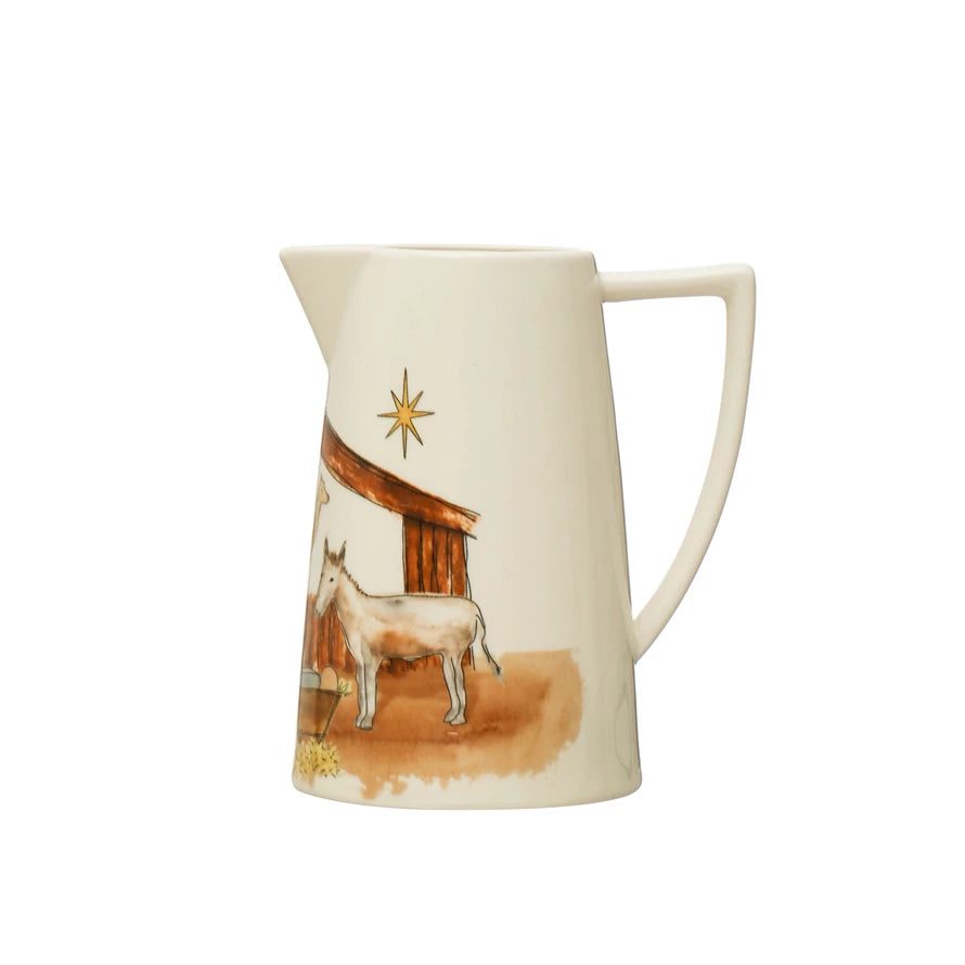 Stoneware Pitcher with Nativity