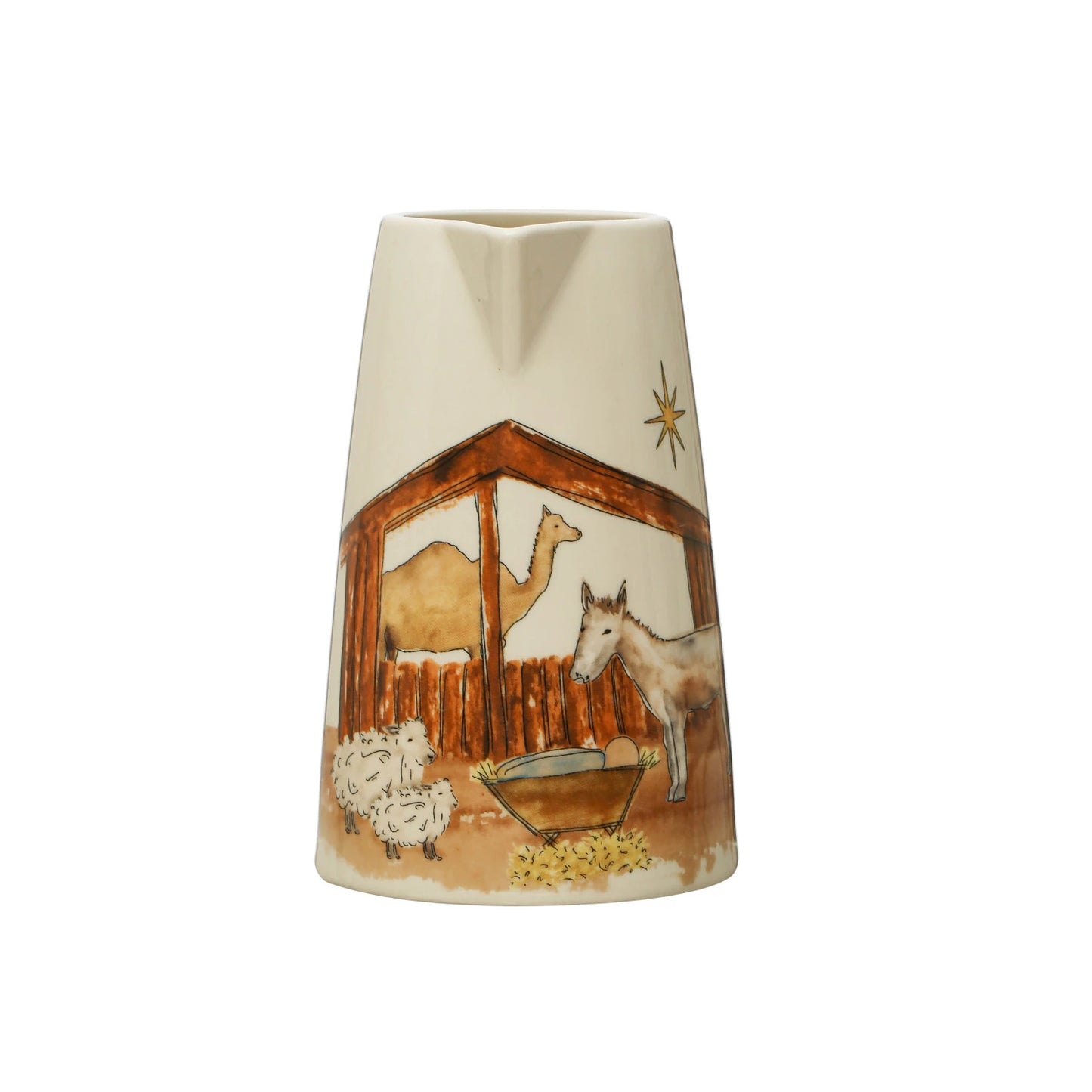 Stoneware Pitcher with Nativity