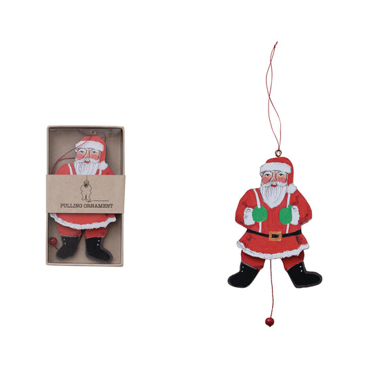 Recycled Paper Santa Pull Ornament