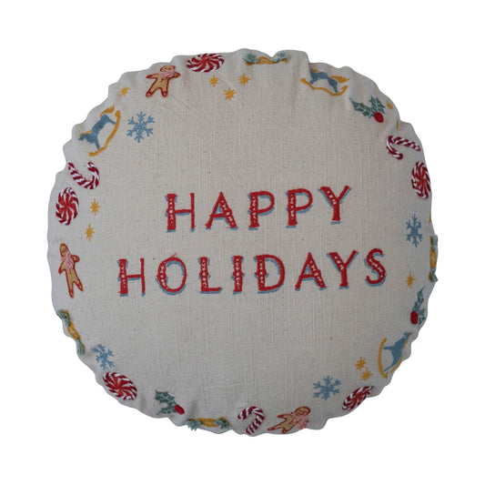 Embroidered Round Pillow