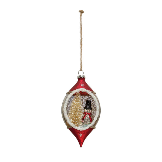 Hand-Painted Glass Diorama Finial Ornament