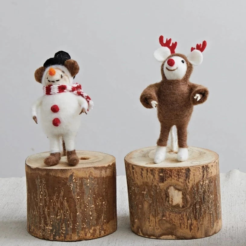 Snowman & Reindeer Wool Mouse