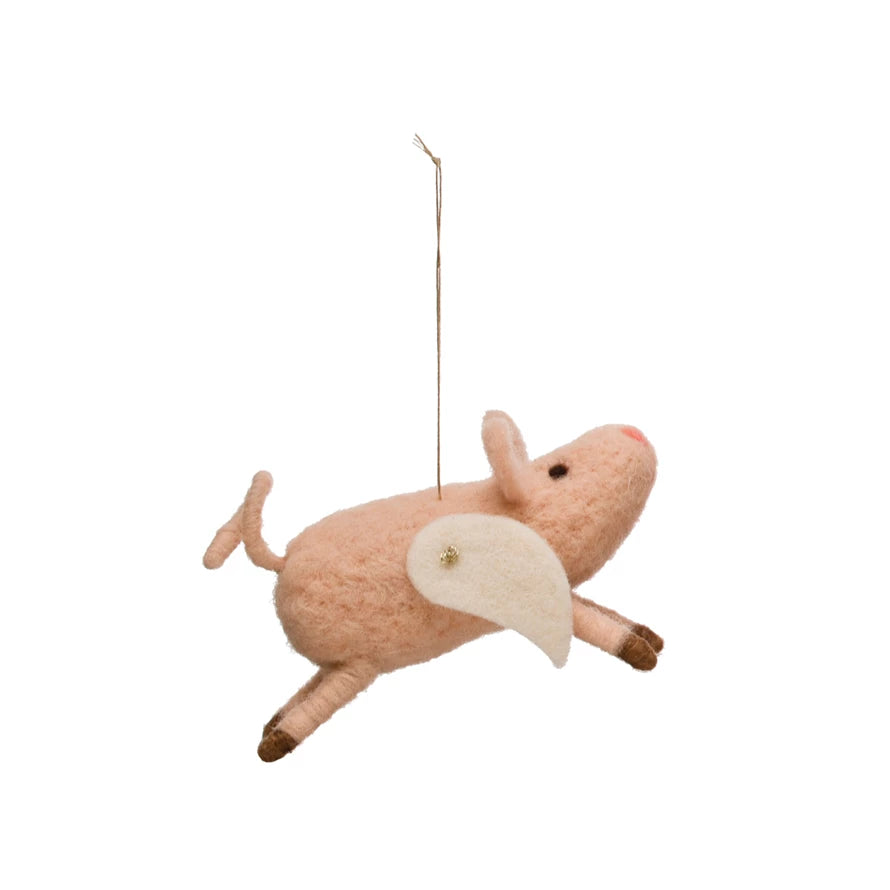 Wool Felt Flying Pig Ornament