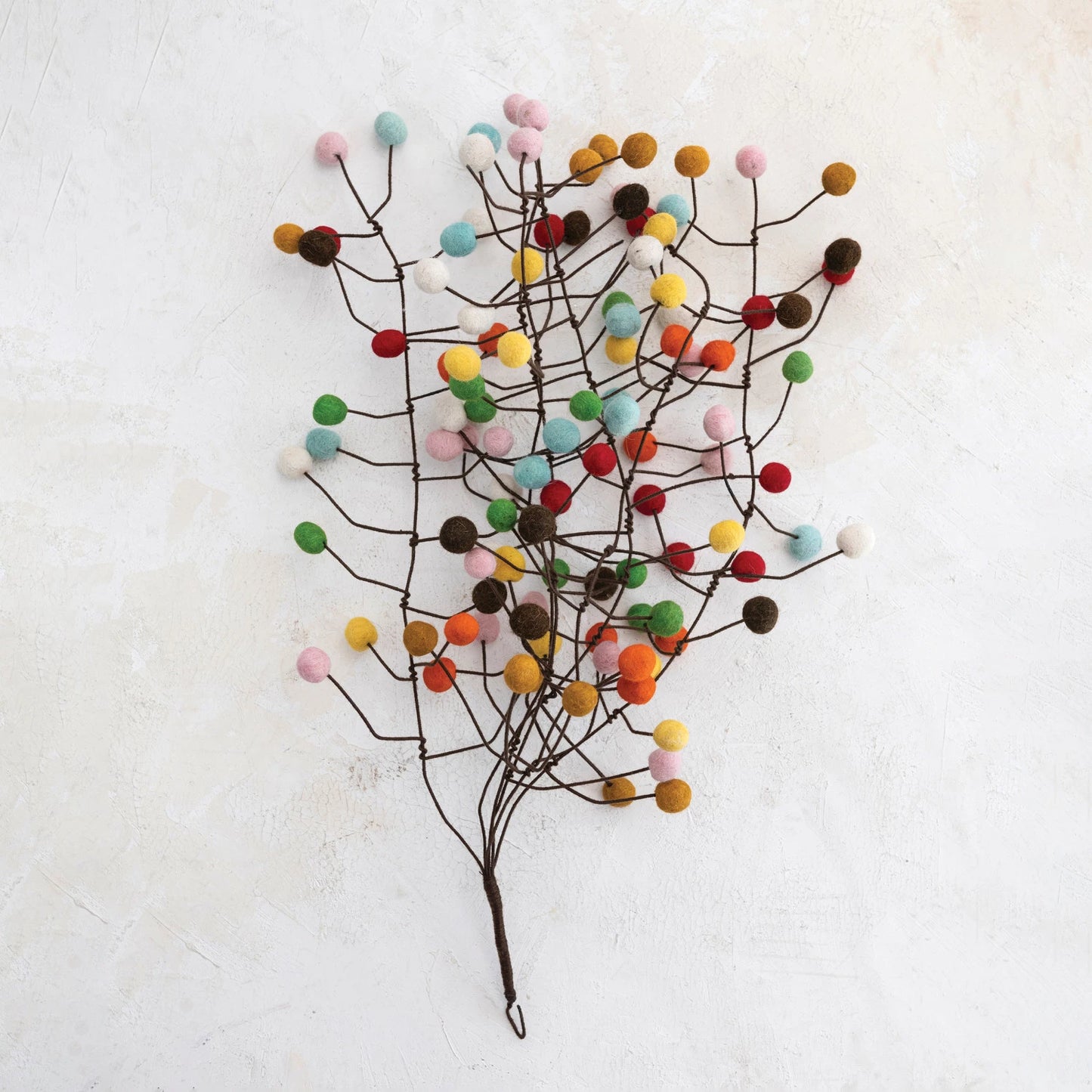 Handmade Wool Felt Pom Pom Branch